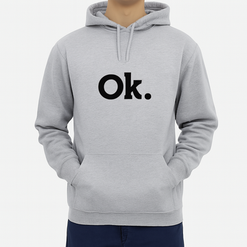 Grey Hoodie OK Printed For Girls And Boys