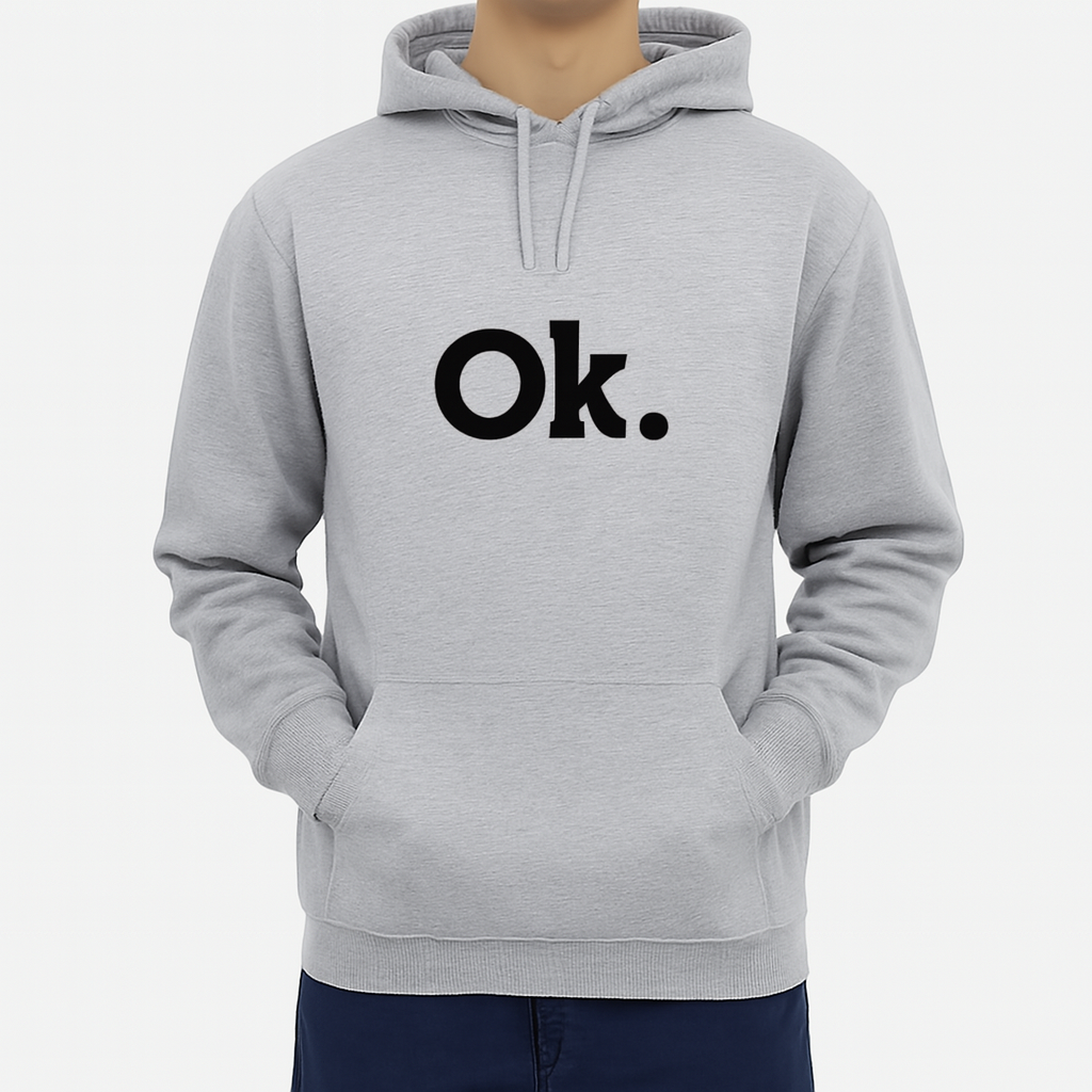 Grey Hoodie OK Printed For Girls And Boys
