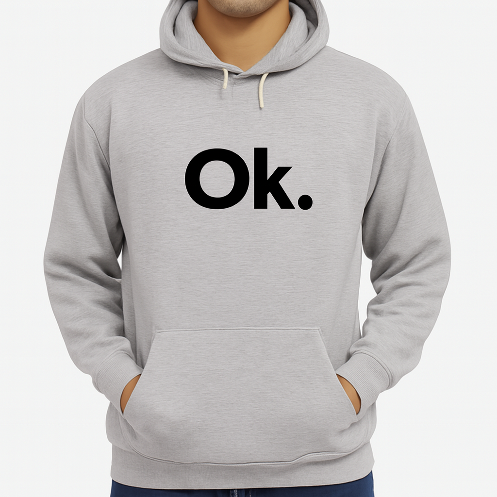 Grey Hoodie OK Printed For Girls And Boys