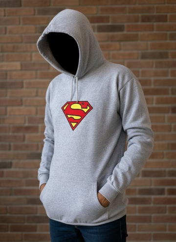 Full Grey Hoodie SUPER MAN Printed